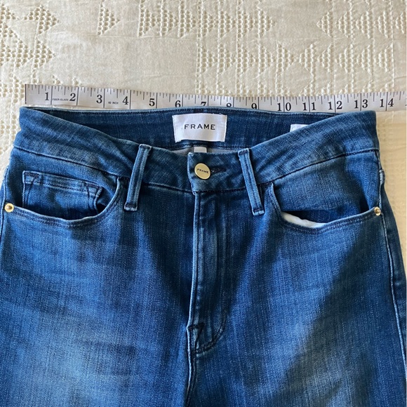 FRAME Le Crop Mini Boot Raw Hem Mid-High Rise Dark Wash Jeans Size 27 - Picture 7 of 12